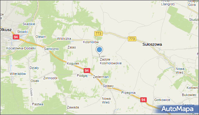 mapa Zadole Kosmolowskie, Zadole Kosmolowskie na mapie Targeo